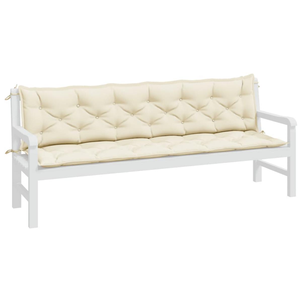 Cojines de banco de jardín 2 uds blanco crema 200x50x7 cm