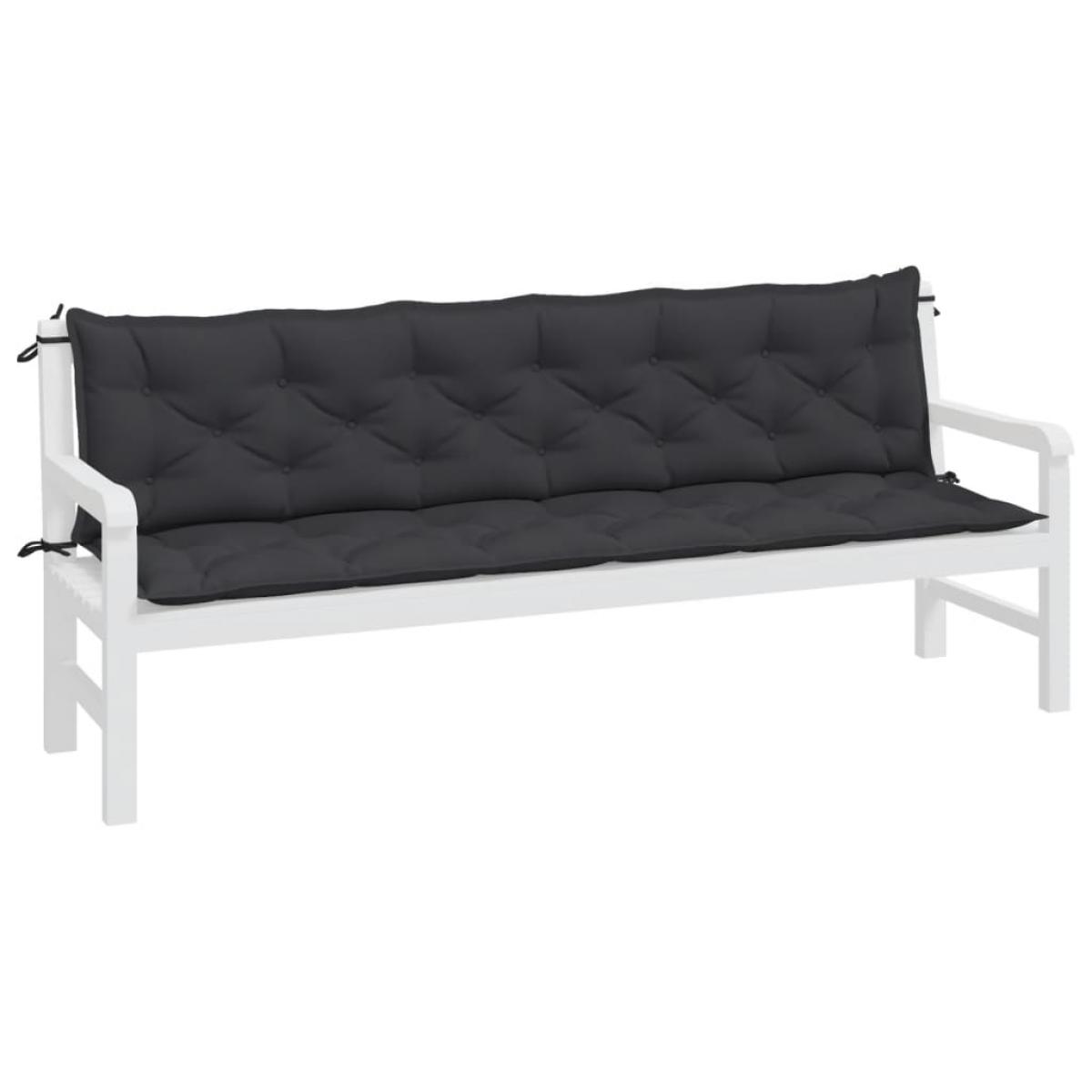 Cojines de banco de jardín 2 uds tela Oxford negro 200x50x7 cm