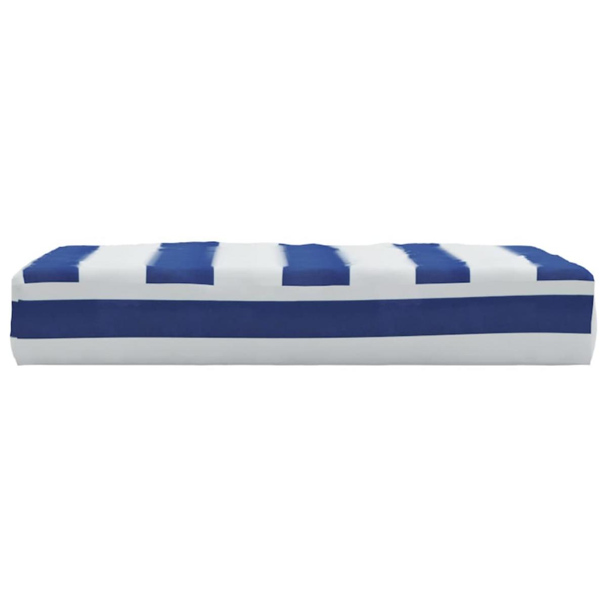 Cojín para palets tela Oxford a rayas azul y blanco 60x60x8 cm