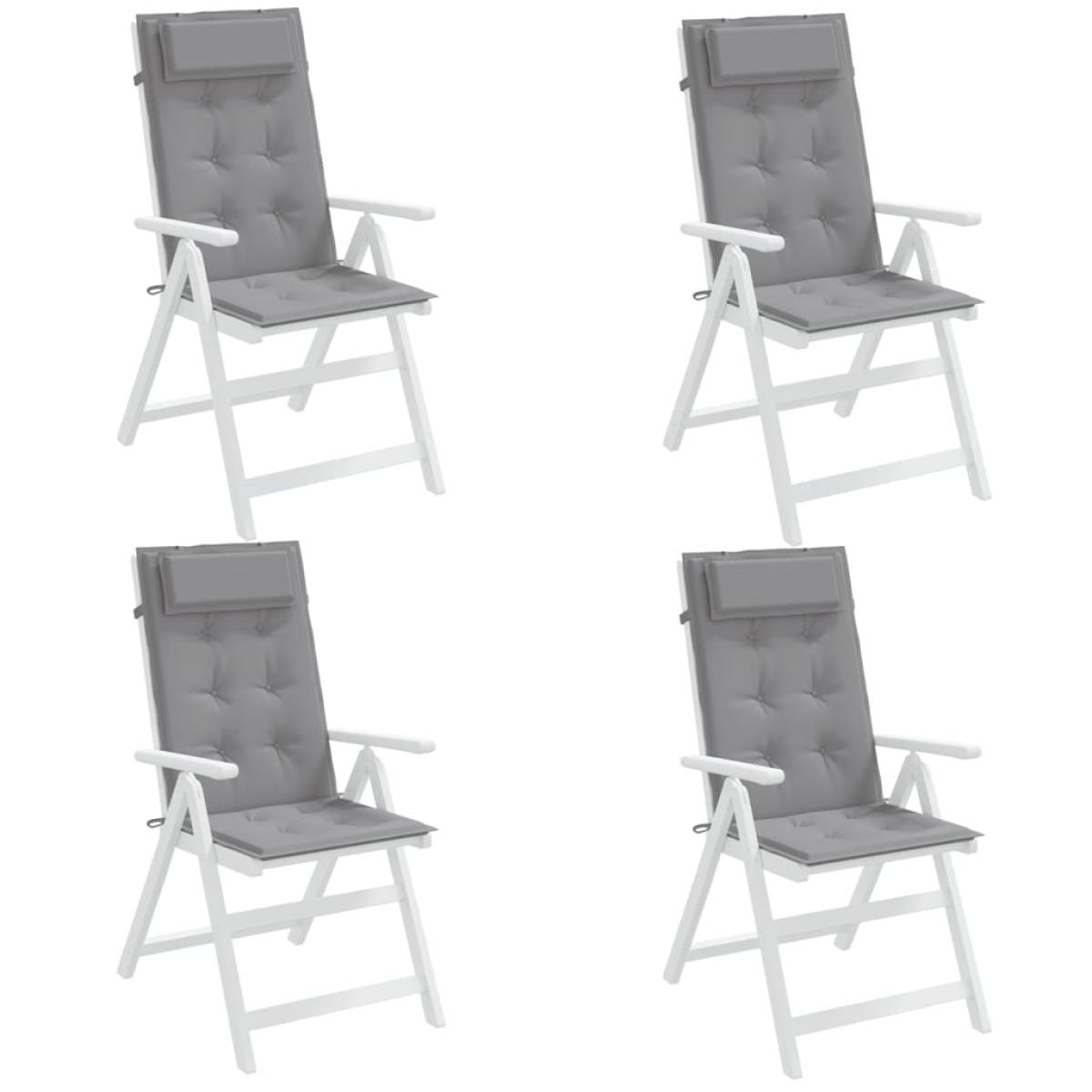 Cojines de silla con respaldo alto 4 uds tela Oxford gris
