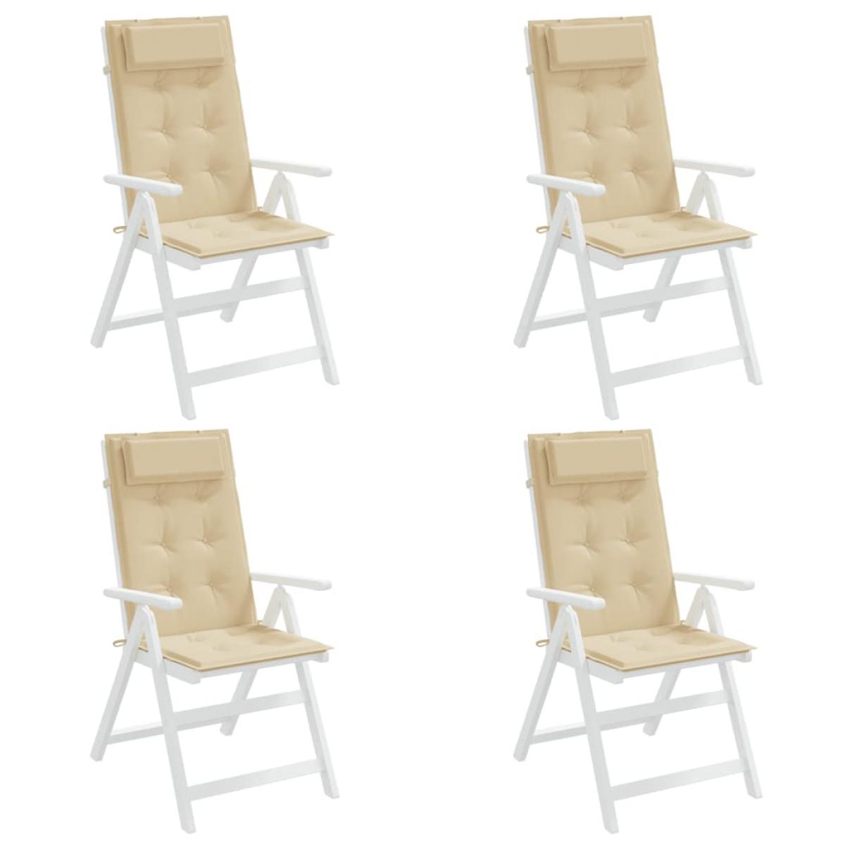 Cojines de silla con respaldo alto 4 uds tela Oxford beige