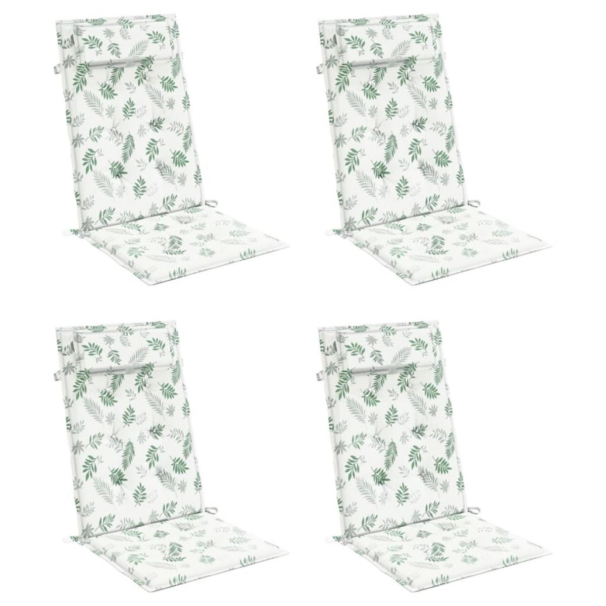 Cojines silla respaldo alto 4 uds tela Oxford estampado hojas