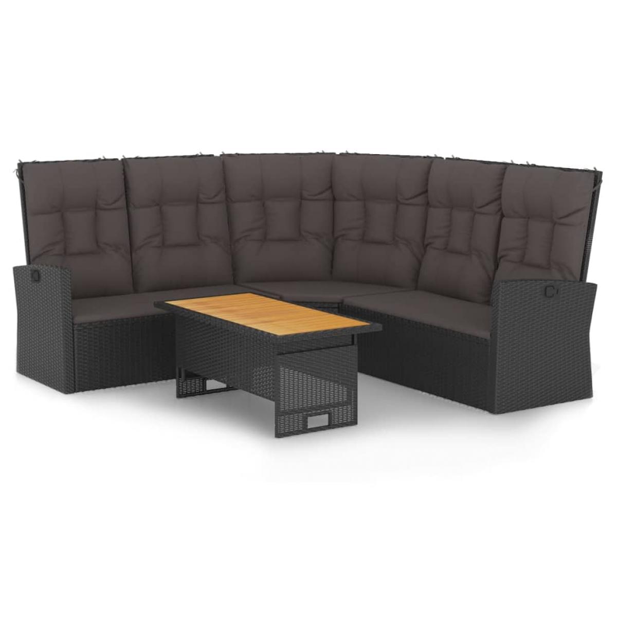 Set de muebles de jardín 2 pzas y cojines ratán sintético negro