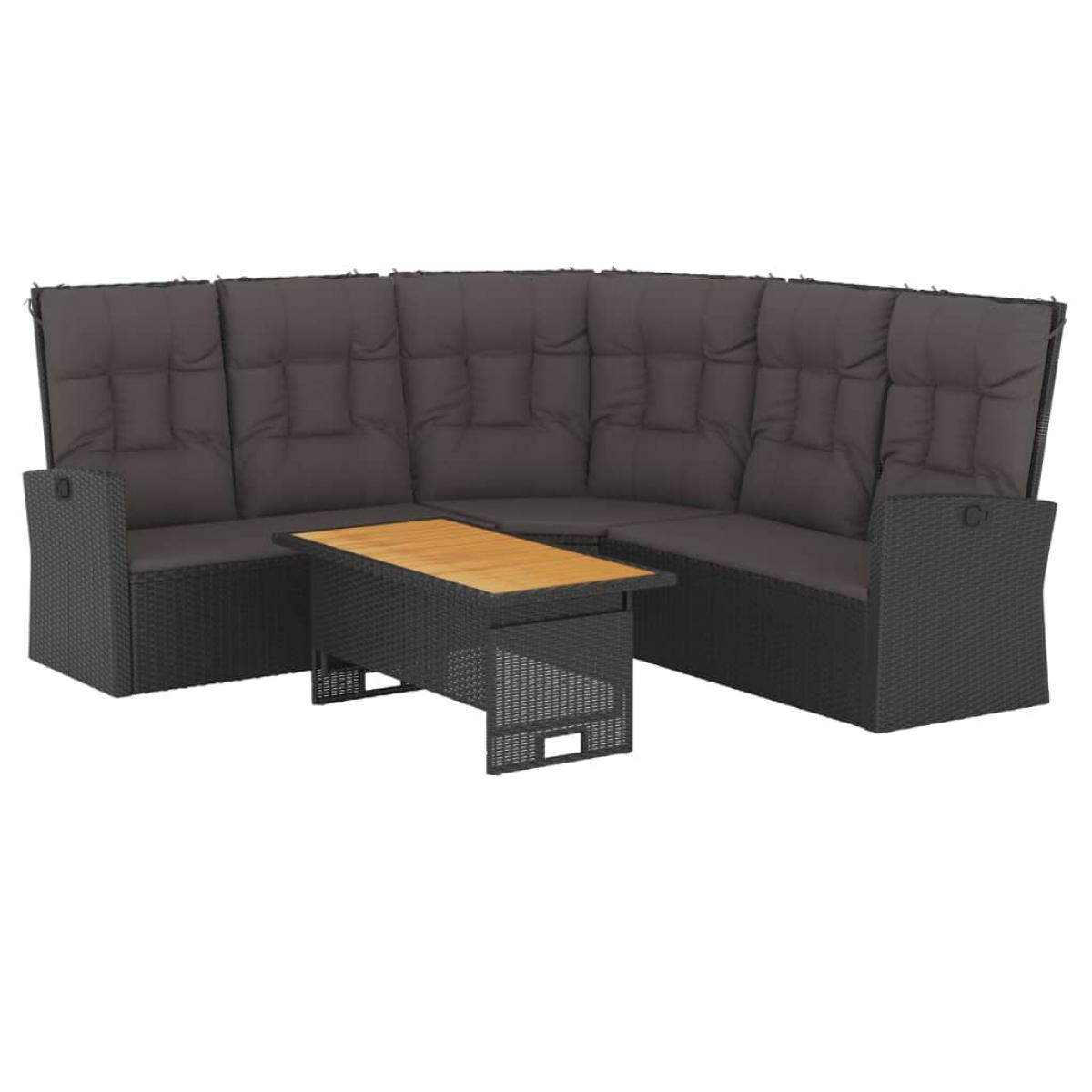 Set de muebles de jardín 2 pzas y cojines ratán sintético negro