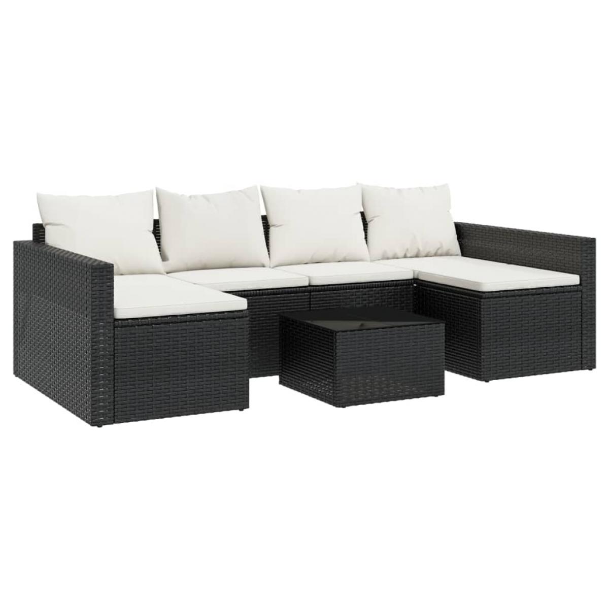 Set de muebles de jardín 2 pzas y cojines ratán sintético negro