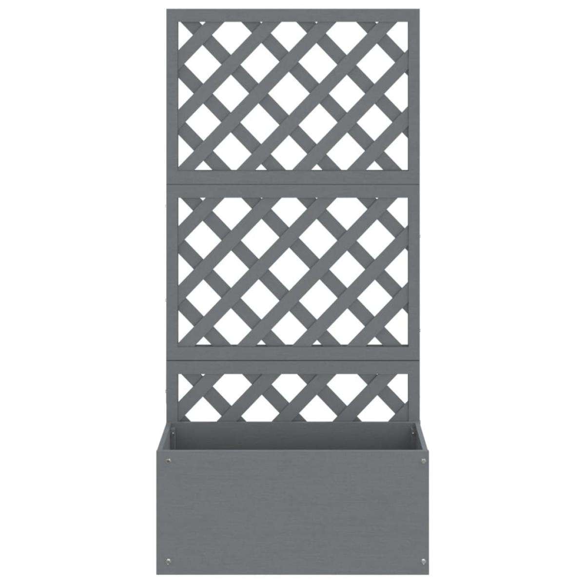 Jardinera con enrejado gris WPC 65x33x135 cm