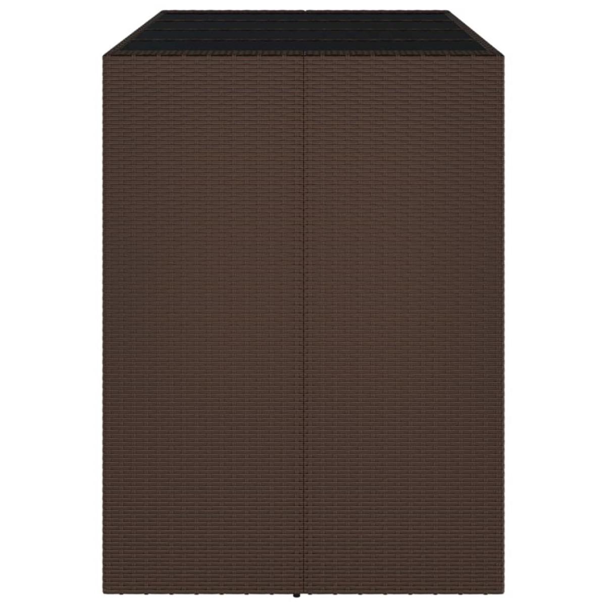 Mesa alta bar superficie vidrio ratán PE marrón 145x80x110 cm