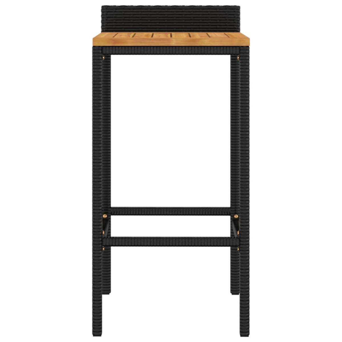 Taburetes altos 4 uds madera de acacia y ratán sintético negro