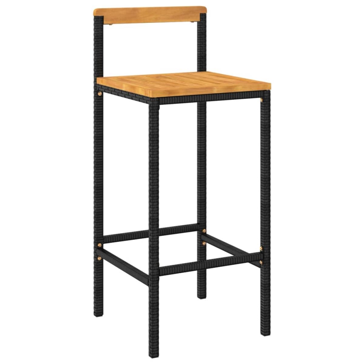 Taburetes altos 2 uds madera de acacia y ratán sintético negro