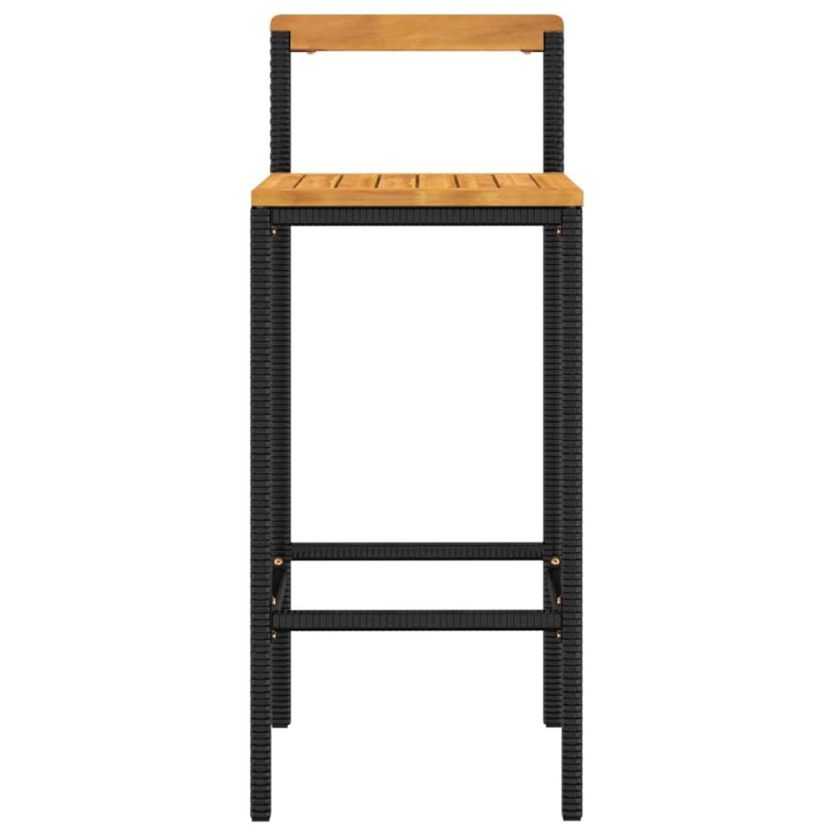 Taburetes altos 2 uds madera de acacia y ratán sintético negro