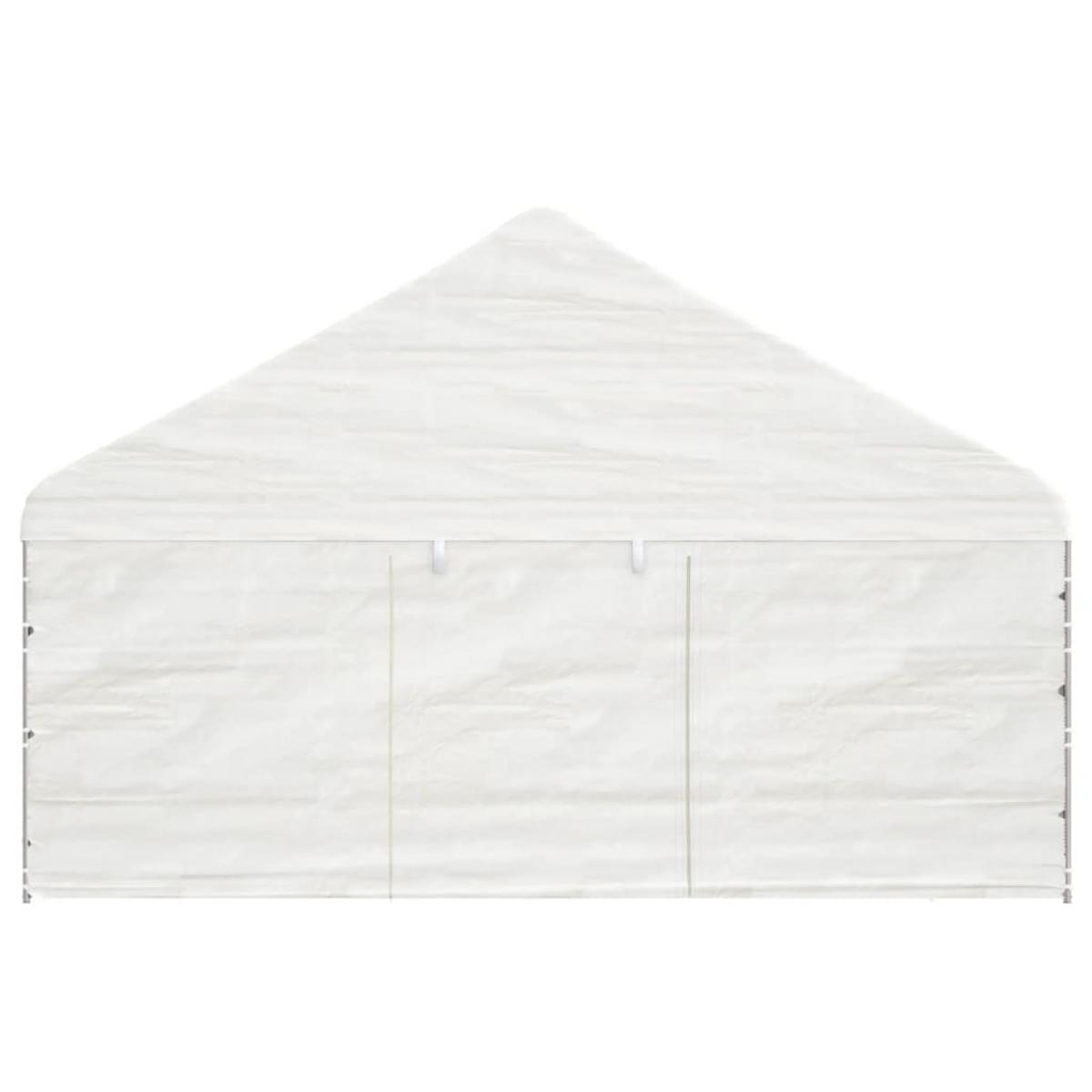 Cenador con techo polietileno blanco 5,88x2,23x3,75 m