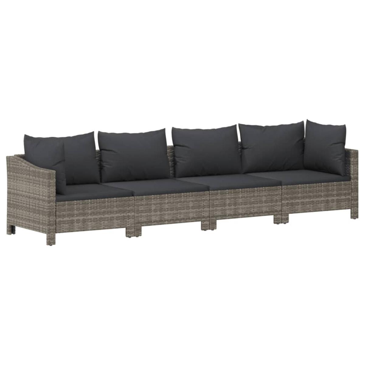 Set de muebles de jardín 4 pzas y cojines ratán sintético gris