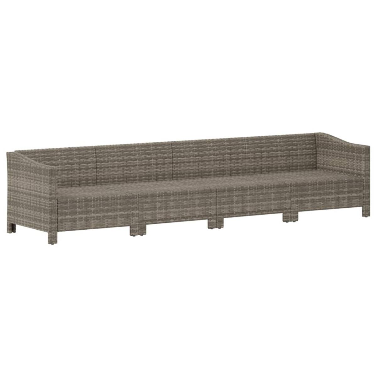Set de muebles de jardín 4 pzas y cojines ratán sintético gris