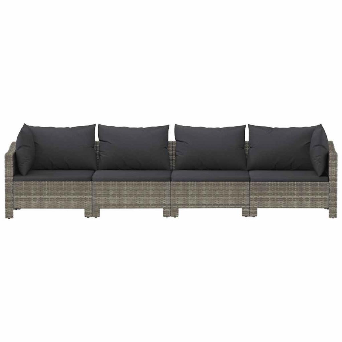 Set de muebles de jardín 4 pzas y cojines ratán sintético gris
