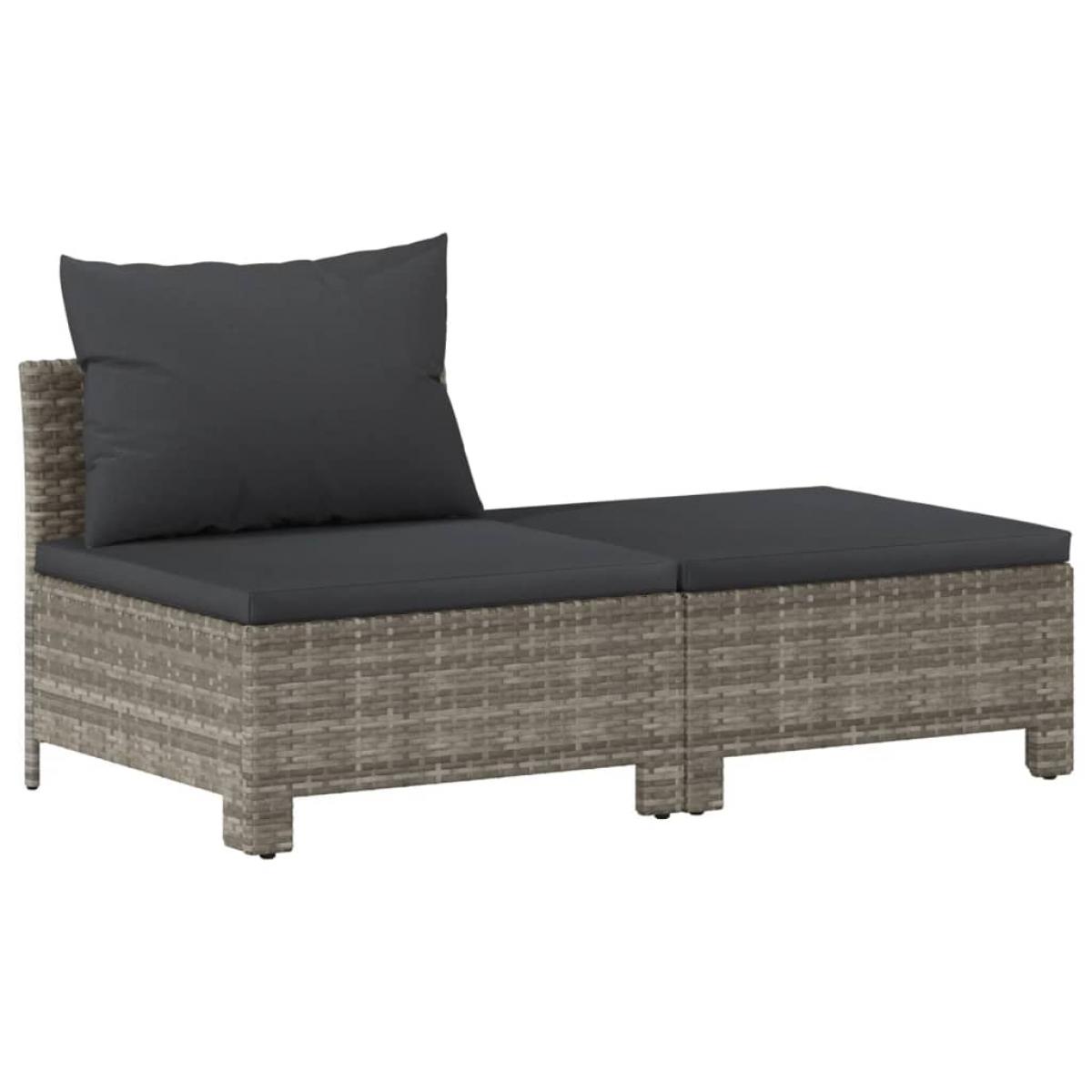 Set de muebles de jardín 2 pzas cojines ratán sintético gris