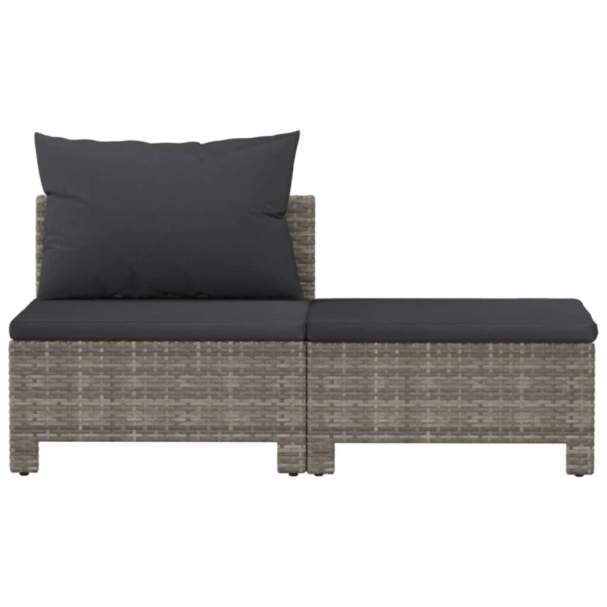 Set de muebles de jardín 2 pzas cojines ratán sintético gris