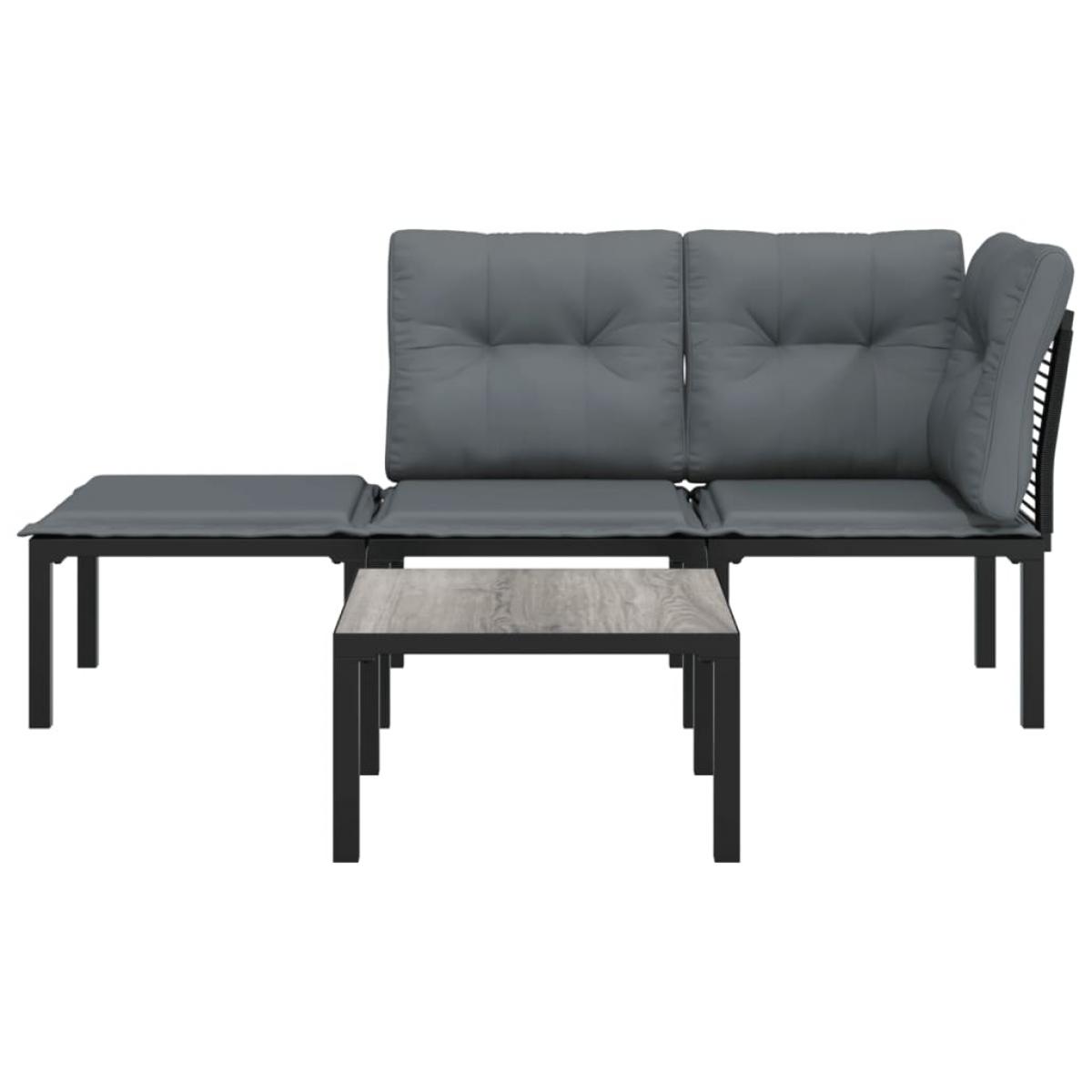 Set de muebles de jardín 4 piezas ratán sintético negro y gris