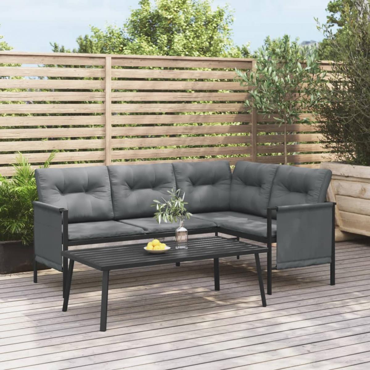 Mesa de centro para jardín acero gris antracita 110x55x35 cm