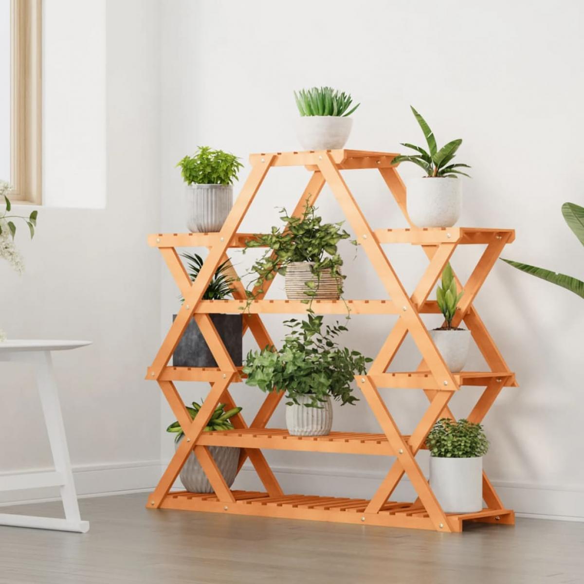 Soporte para flores de madera maciza abeto 110x25x105 cm