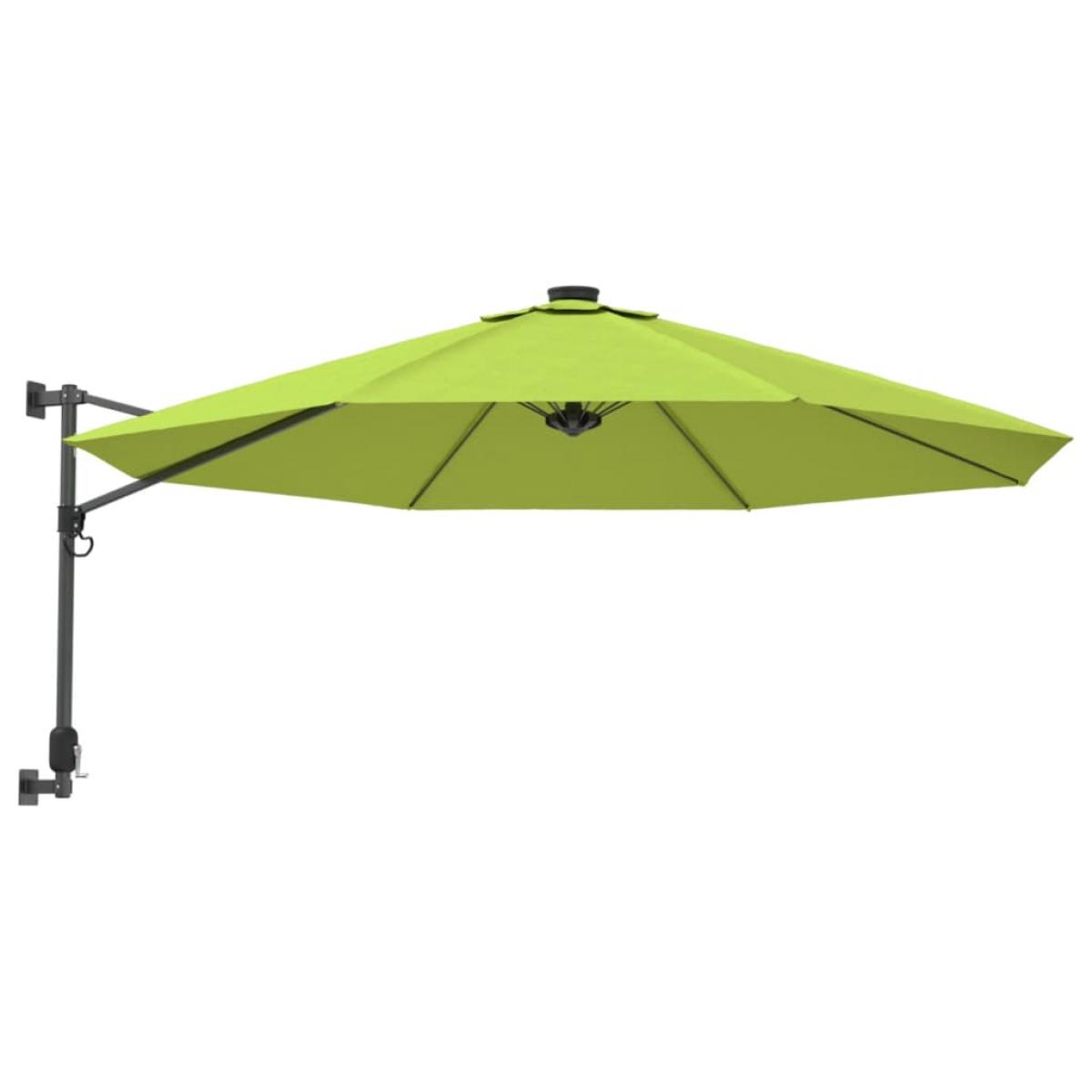 Sombrilla de pared con LED verde manzana 290 cm
