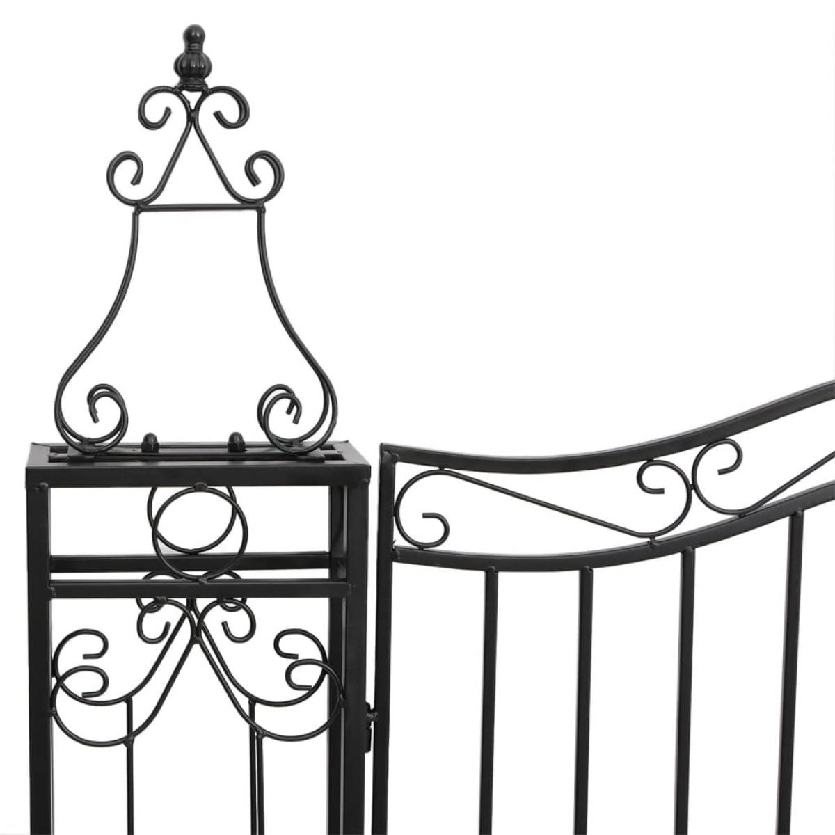 Puerta de jardín de hierro forjado negro 121x8x200 cm