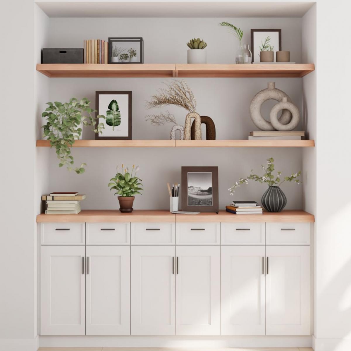 Estante de pared madera maciza roble sin tratar 180x50x(2-4) cm