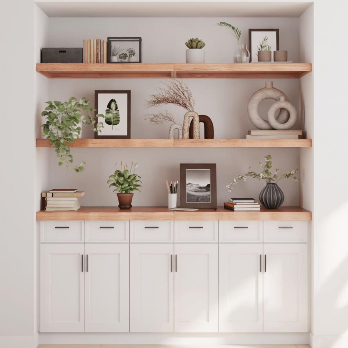 Estante pared madera roble tratada marrón claro 160x50x(2-6) cm