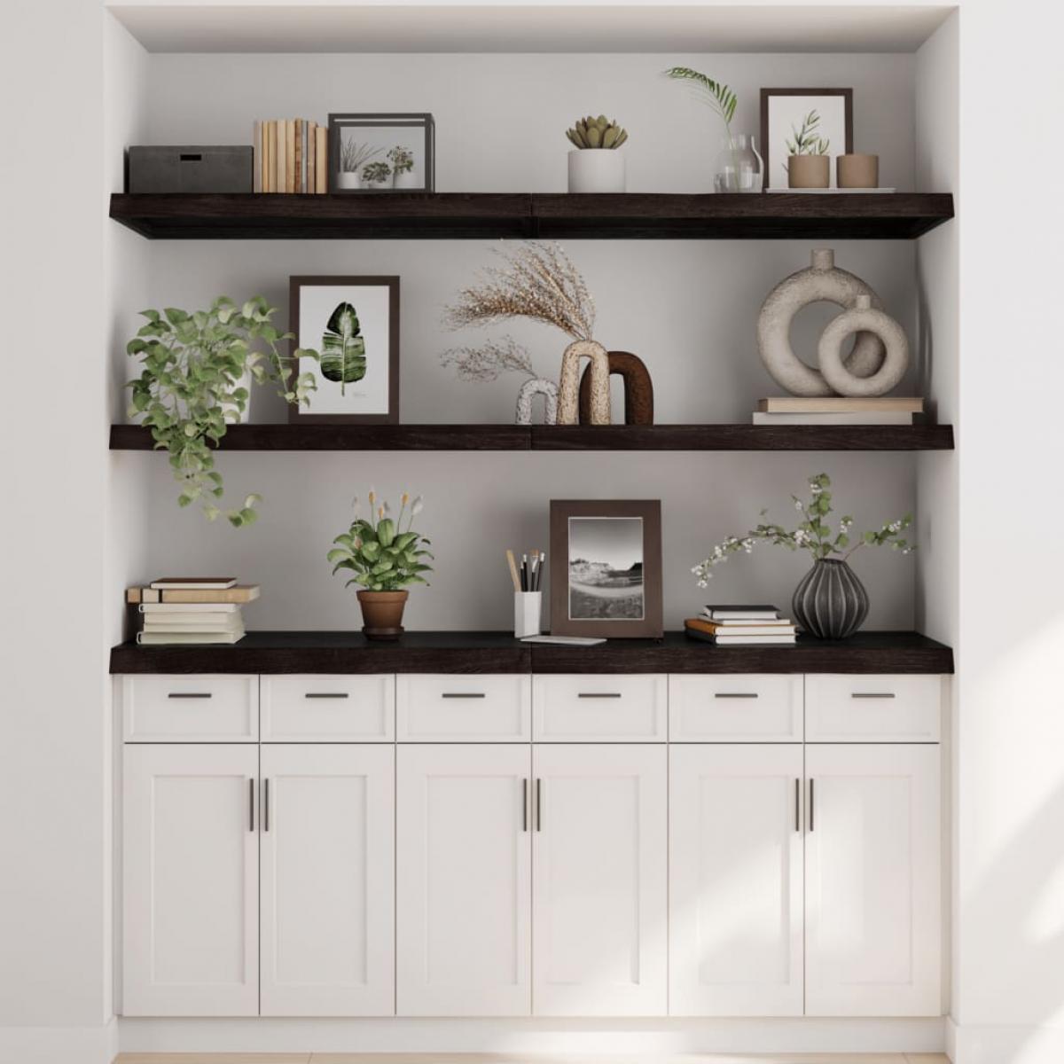 Estante pared madera roble tratada marrón oscuro 180x50x(2-6)cm