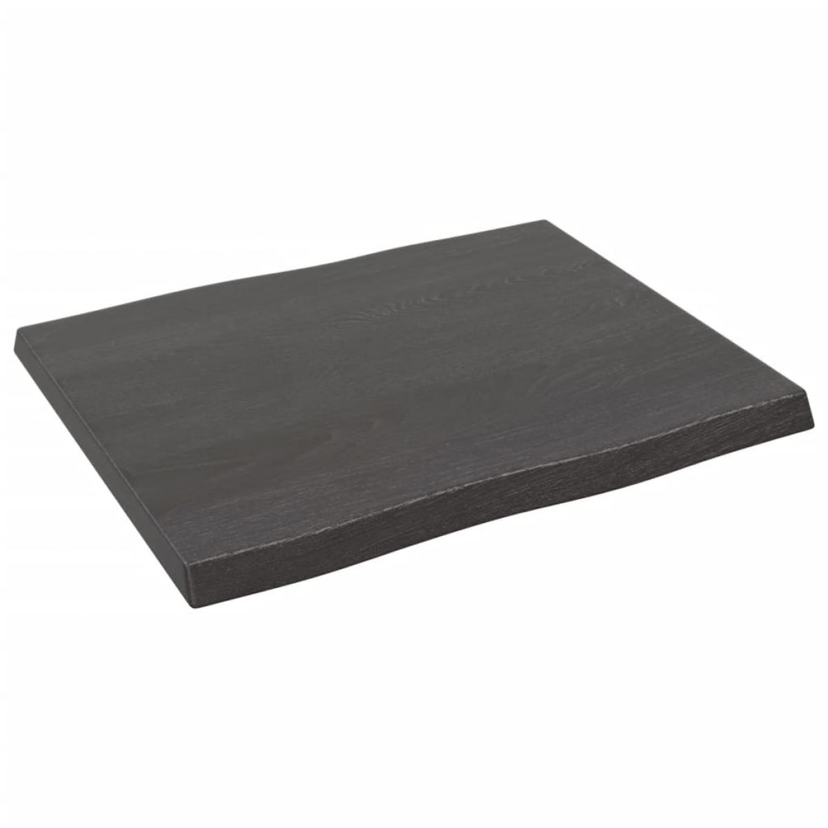 Tablero mesa madera tratada roble borde natural gris 60x50x4 cm