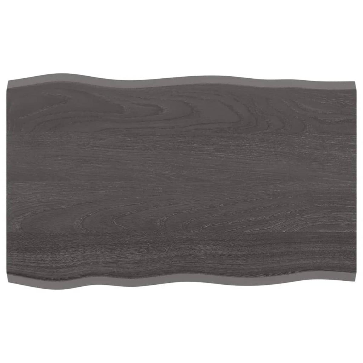 Tablero mesa madera tratada roble borde natural gris 80x50x2 cm