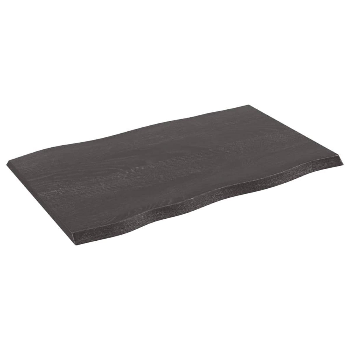 Tablero mesa madera tratada roble borde natural gris 80x50x2 cm