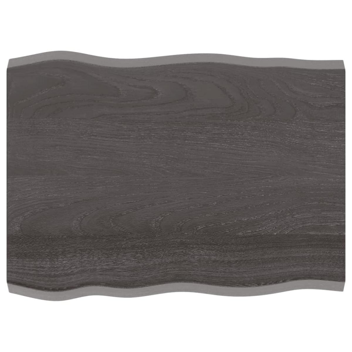 Tablero mesa madera tratada roble borde natural gris 80x60x4 cm