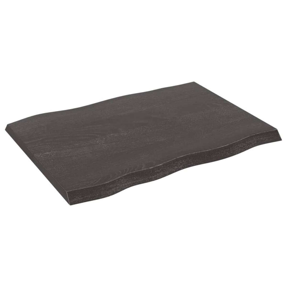 Tablero mesa madera tratada roble borde natural gris 80x60x4 cm
