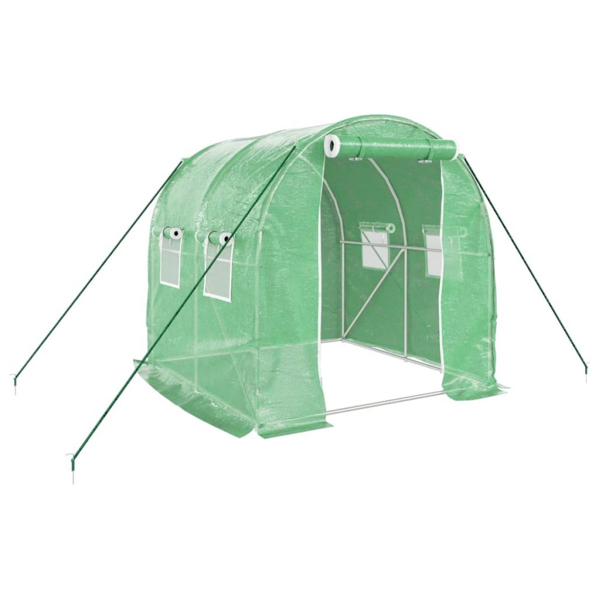Invernadero con estructura de acero verde 4 m² 2x2x2 m