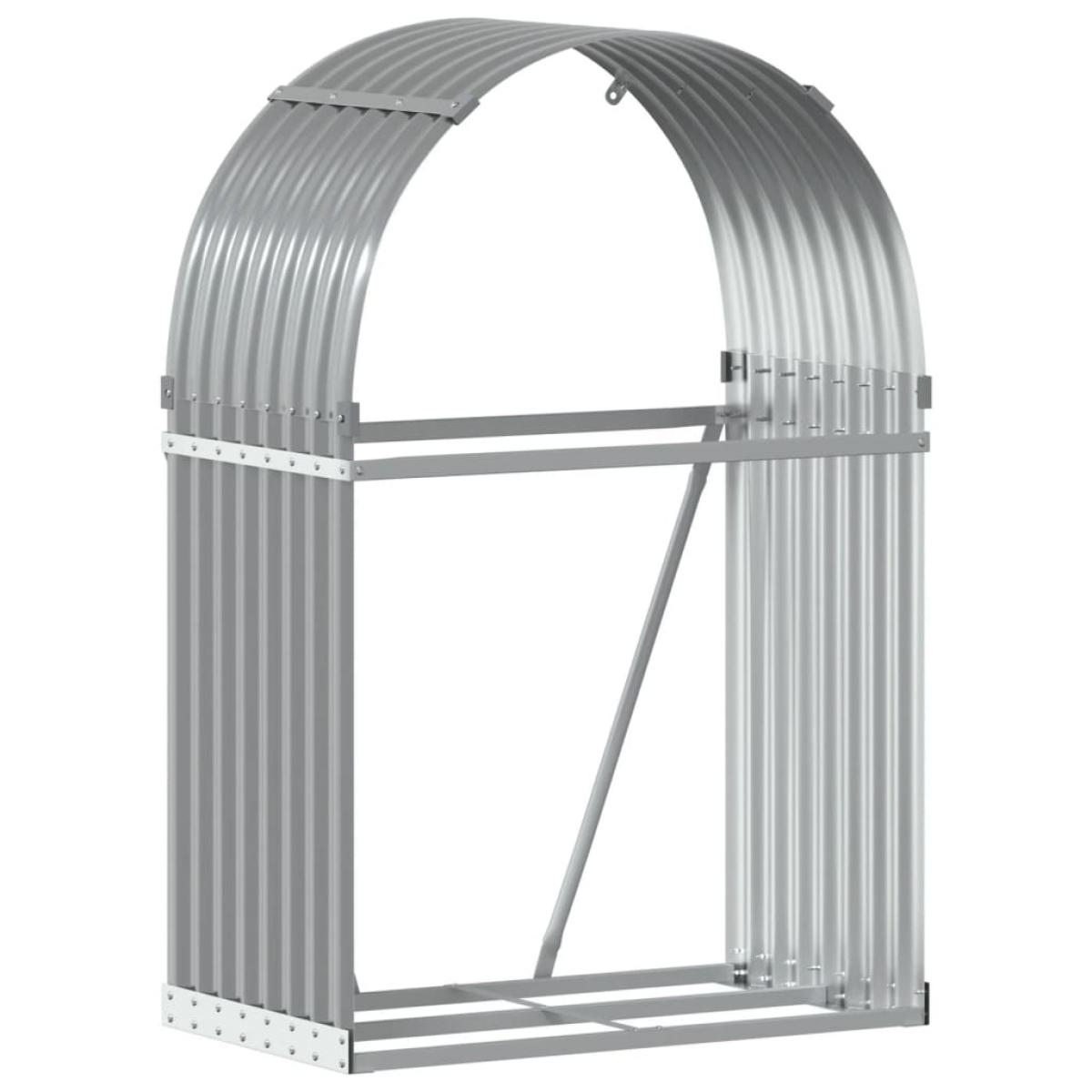 Leñero de acero galvanizado gris claro 80x45x120 cm