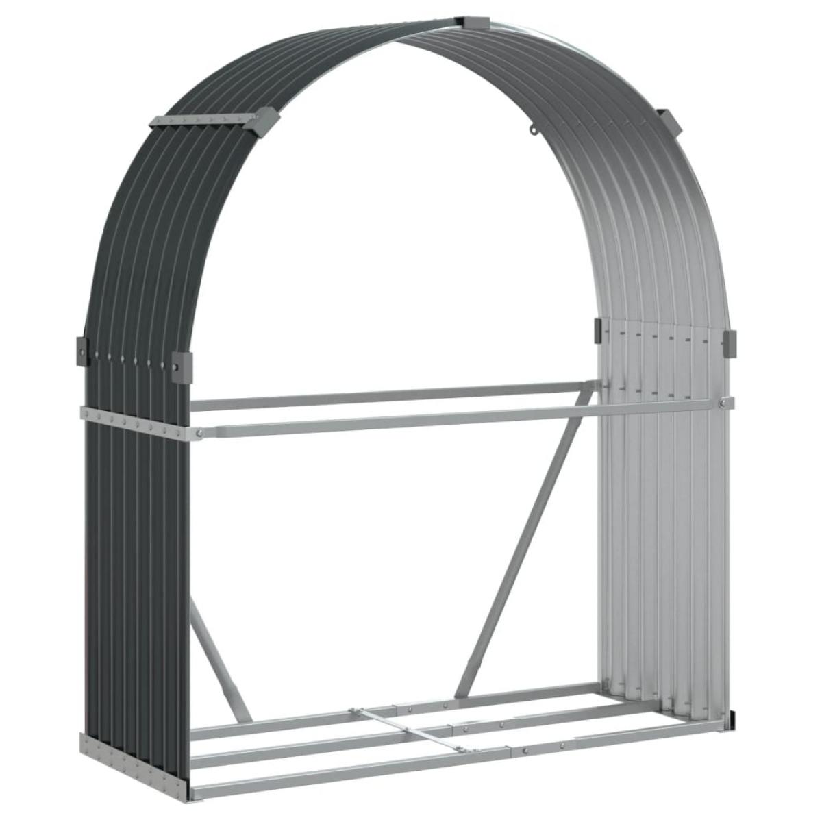 Leñero de acero galvanizado gris antracita 120x45x140 cm