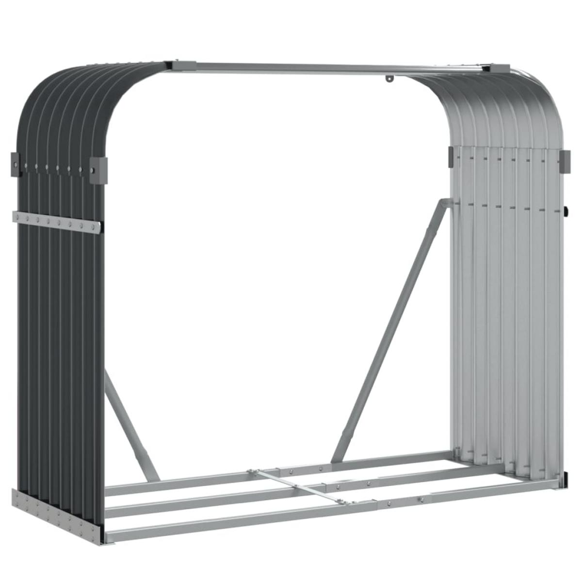 Leñero de acero galvanizado gris antracita 120x45x100 cm