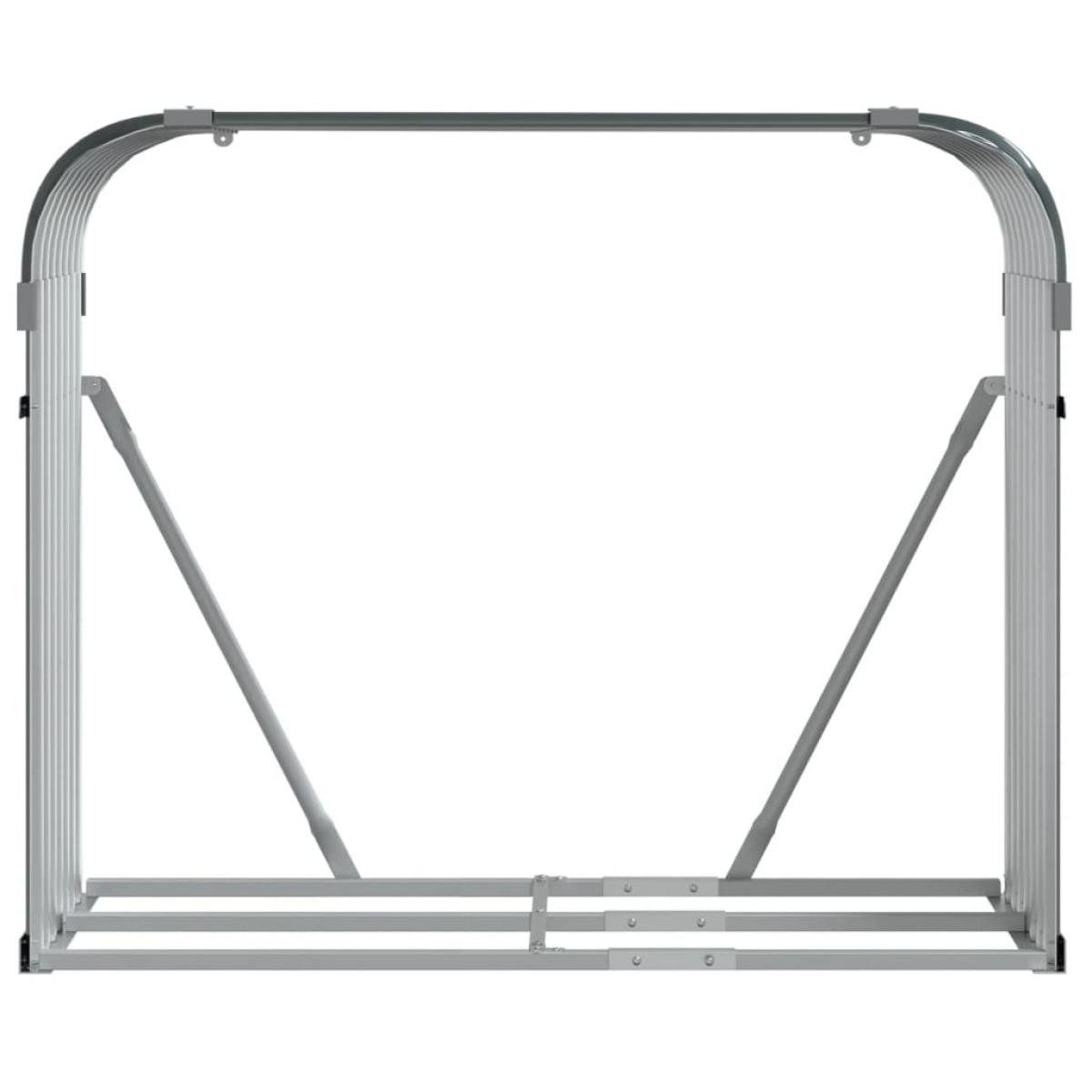 Leñero de acero galvanizado gris antracita 120x45x100 cm