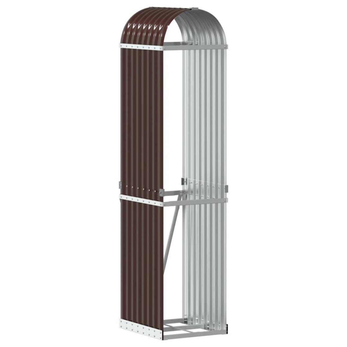 Leñero de acero galvanizado marrón 40x45x170 cm