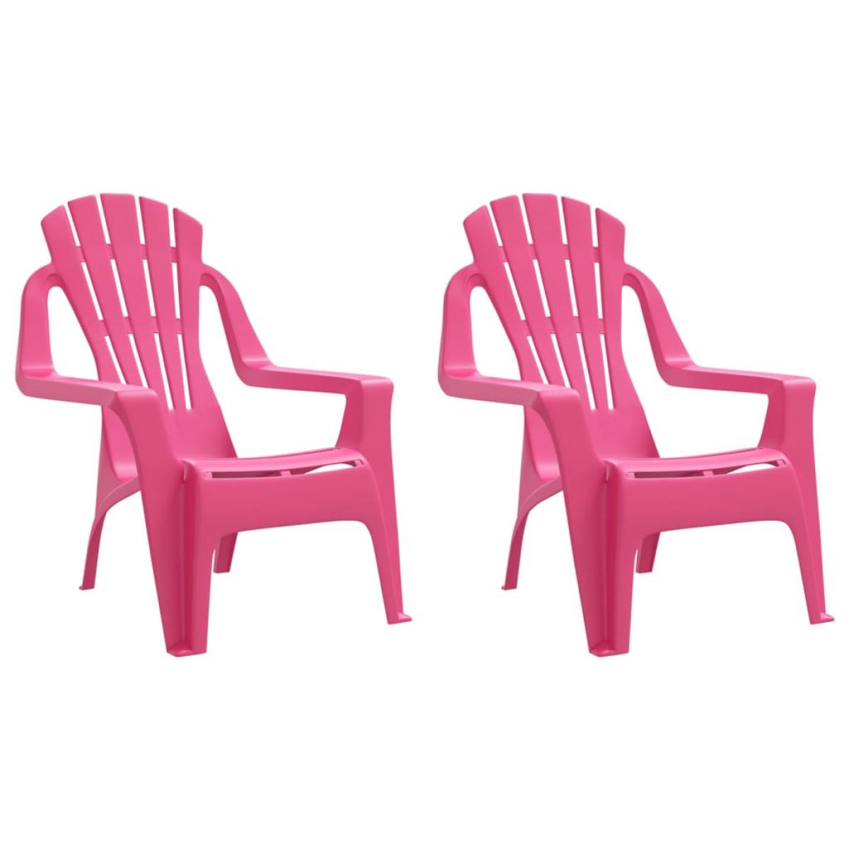 Sillas de jardín niños 2 uds aspecto madera PP rosa 37x34x44 cm