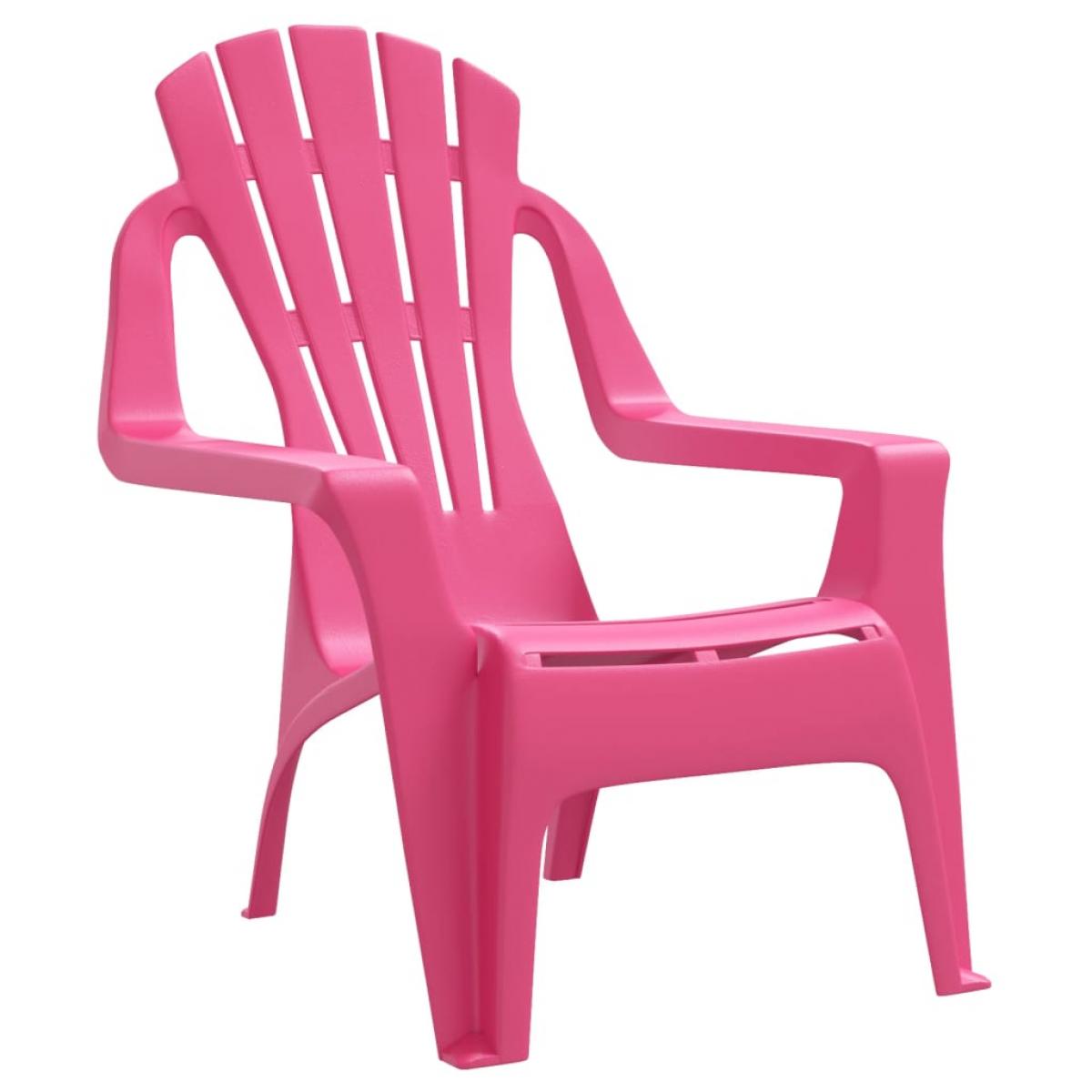 Sillas de jardín niños 2 uds aspecto madera PP rosa 37x34x44 cm