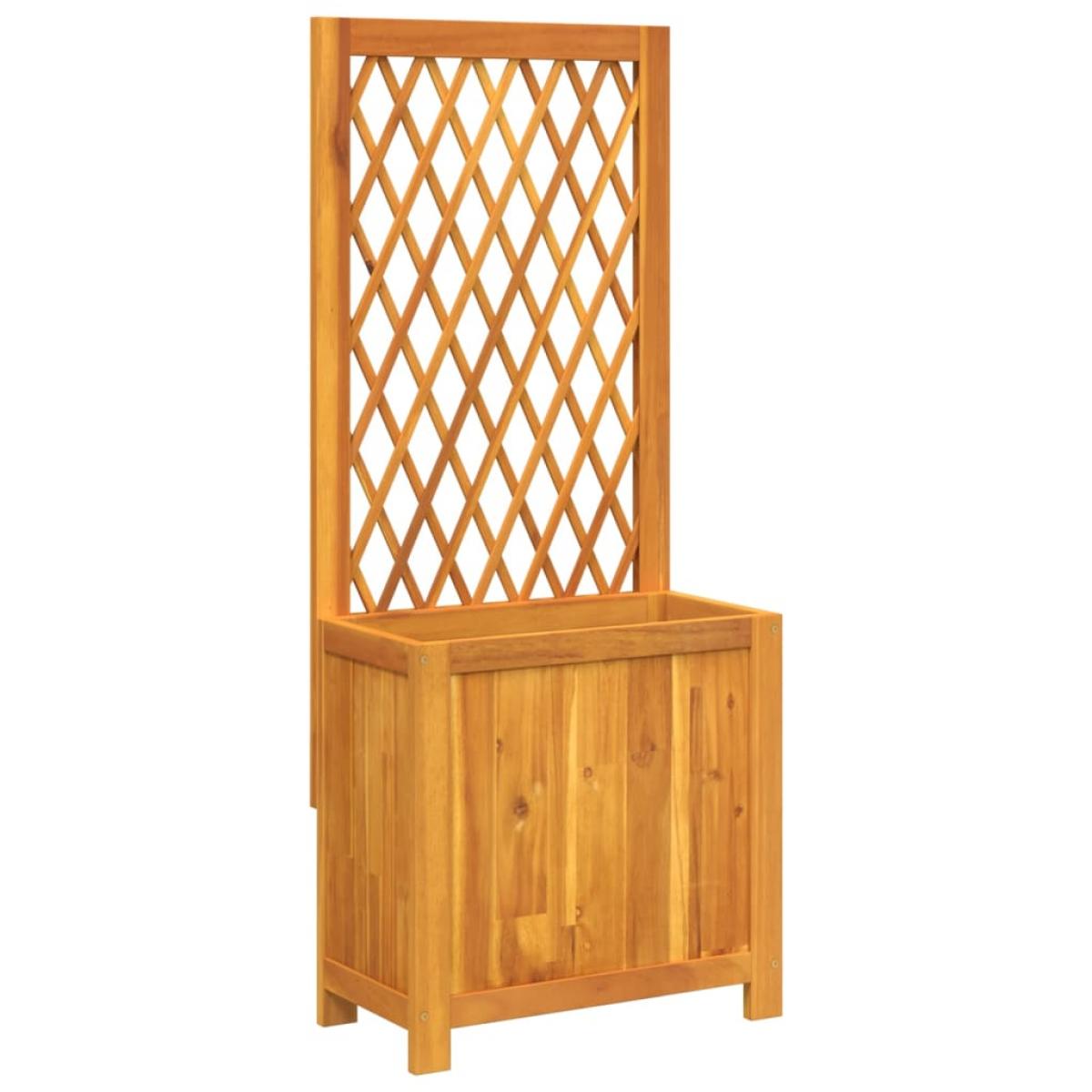 Jardinera con enrejado y estante acacia maciza 55x29,5x132 cm