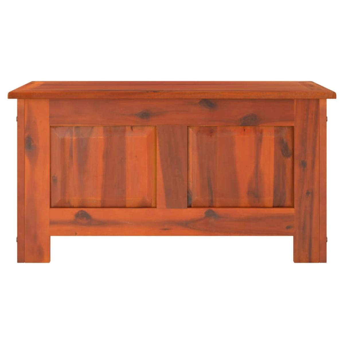 Baúl de almacenamiento con tapa madera maciza de acacia marrón