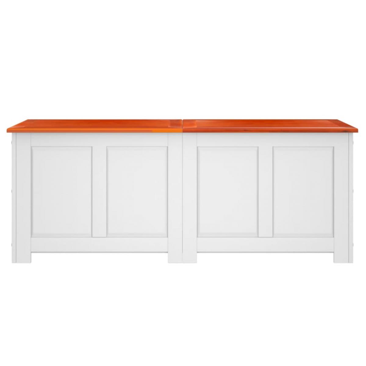Baúl de almacenaje con tapa madera de acacia marrón y blanco