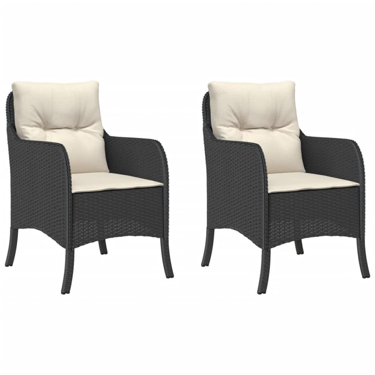 Sillones de jardín con cojines 2 uds ratán sintético negro