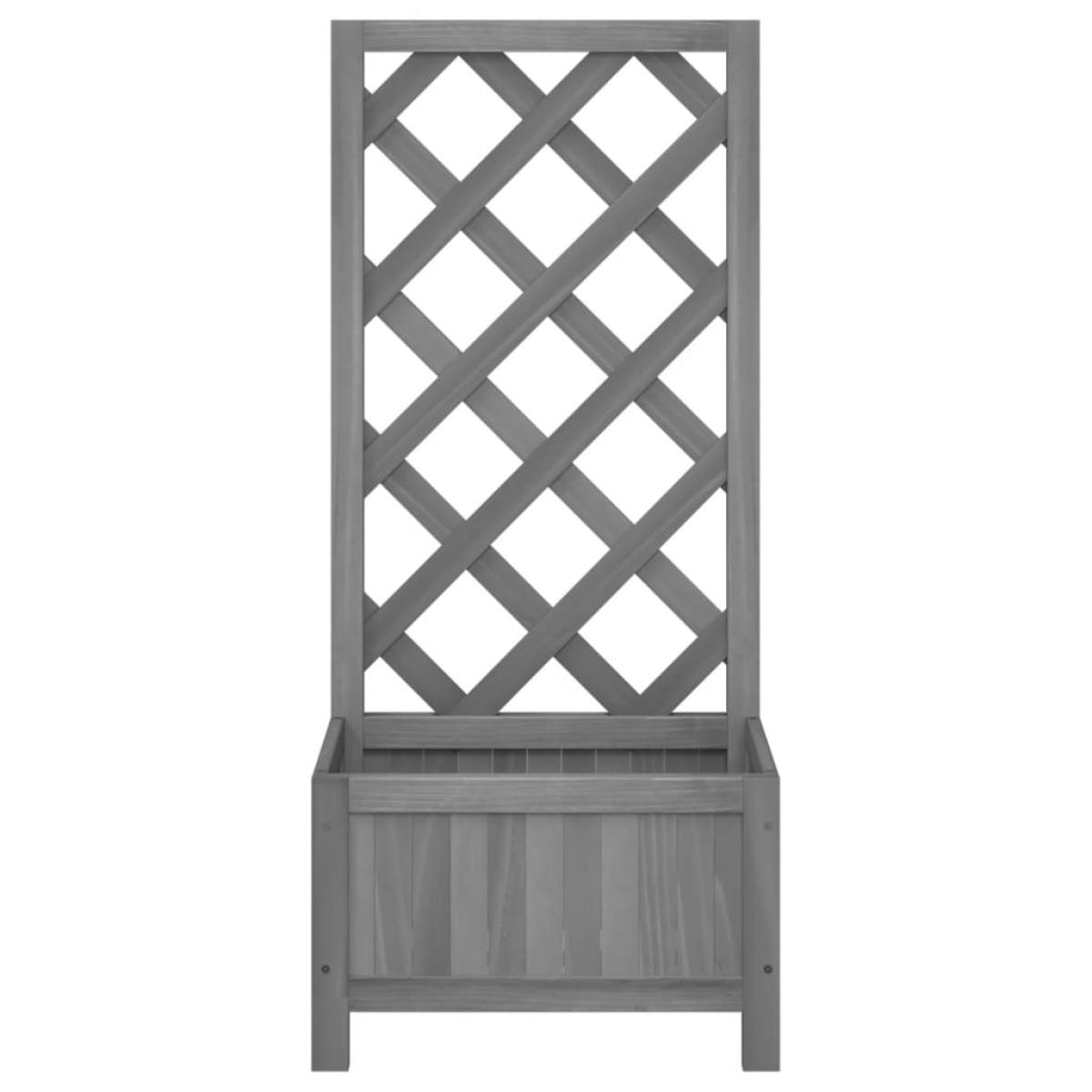 Jardinera enrejada madera maciza de abeto gris