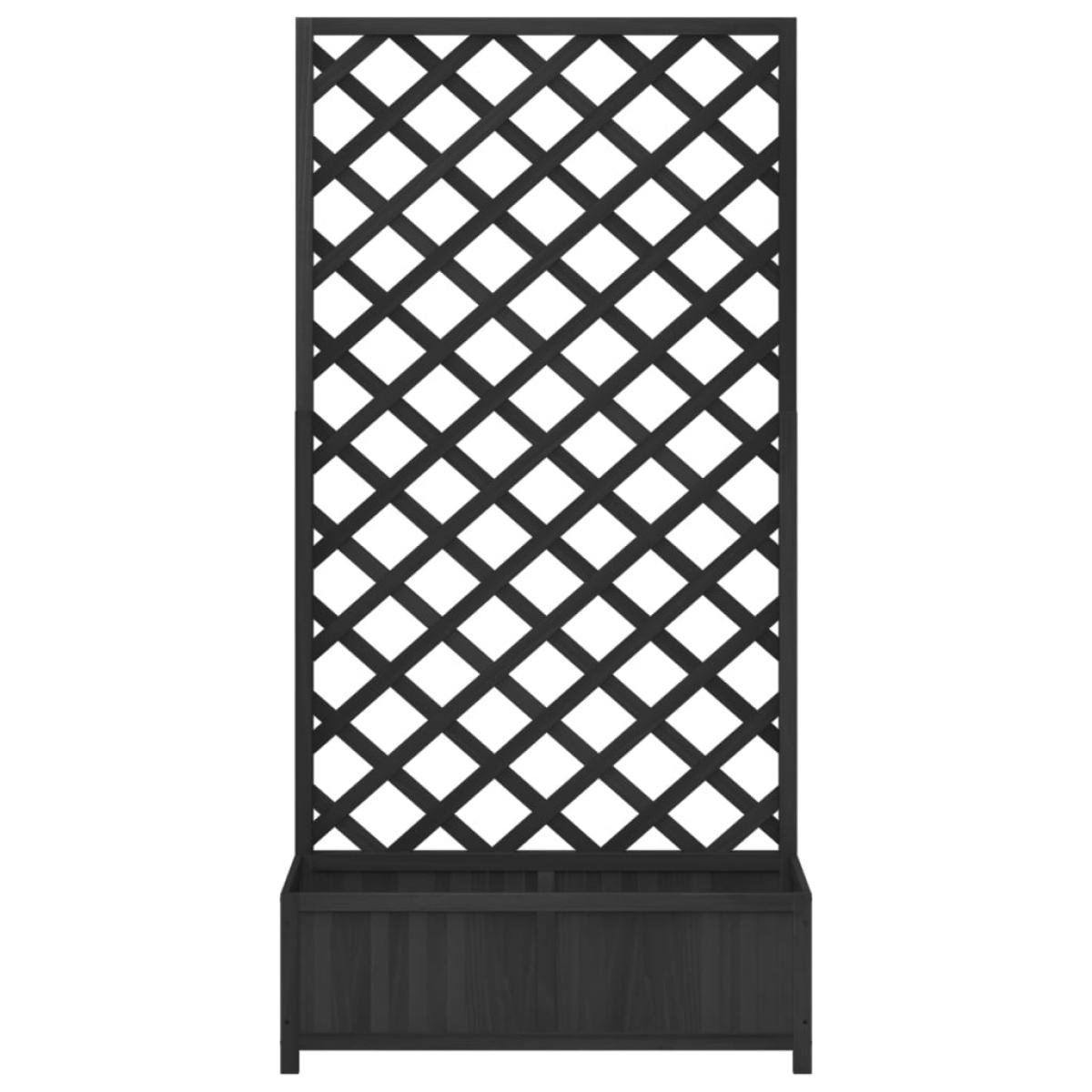 Jardinera con enrejado madera maciza de abeto negro