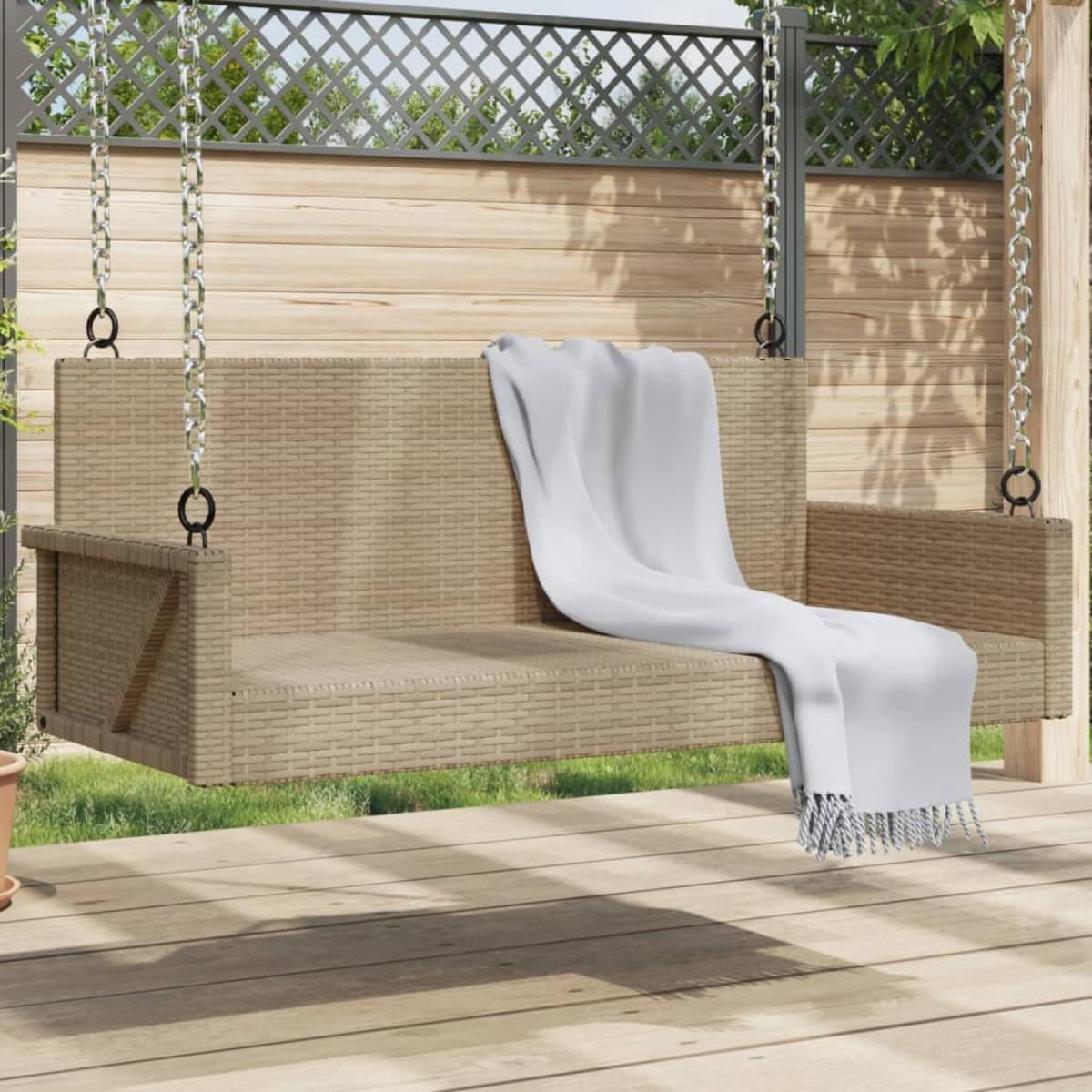 Banco columpio de ratán sintético beige 119x56x48 cm