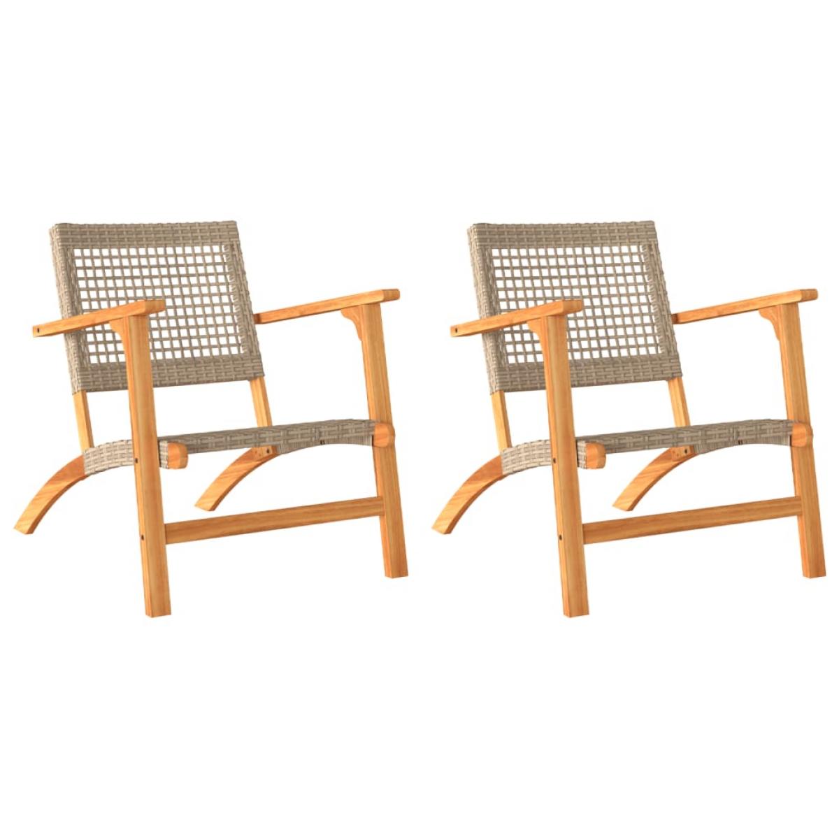 Sillas de jardín 2 uds madera de acacia y ratán sintético beige