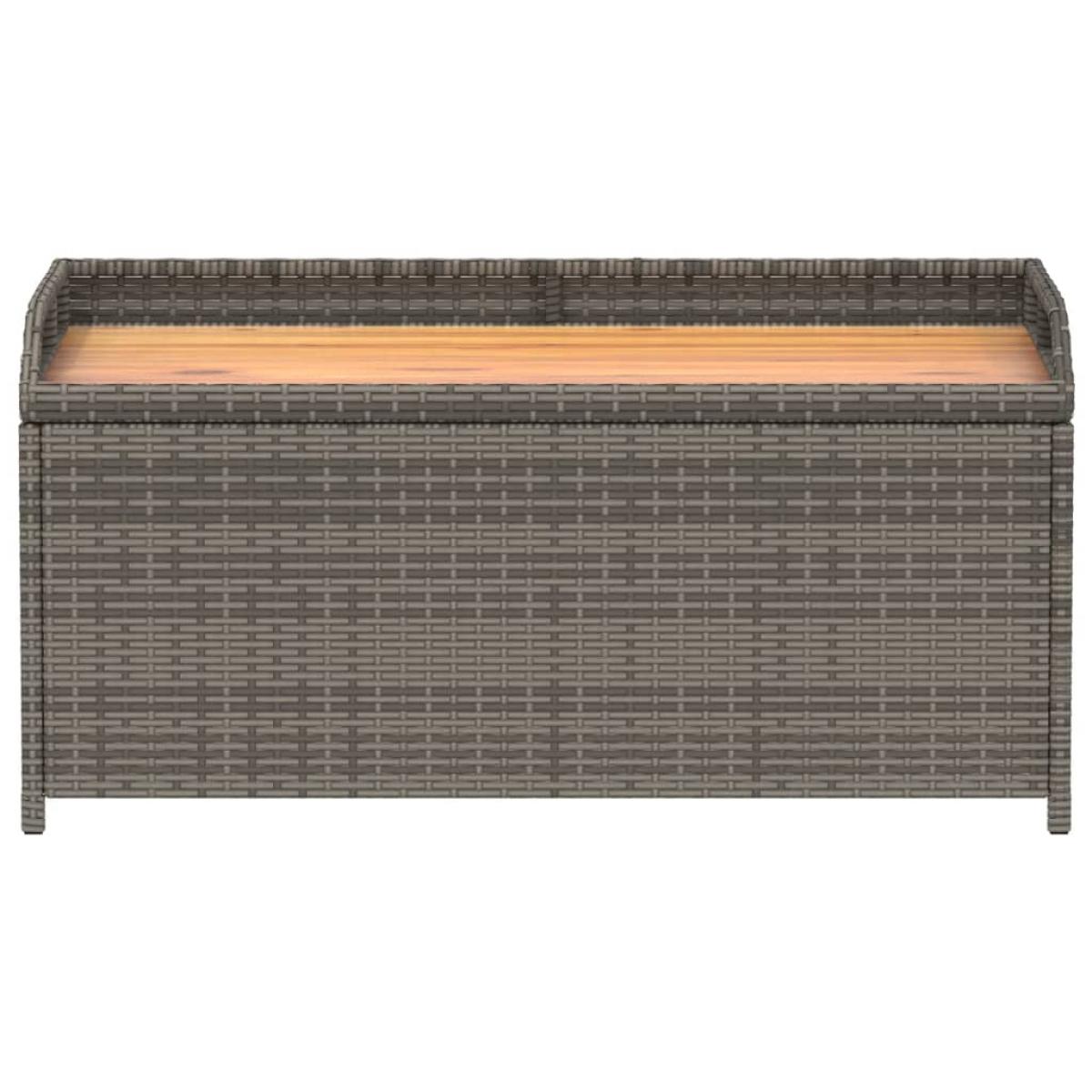 Banco con almacenaje madera acacia ratán PE gris 100x50x52 cm